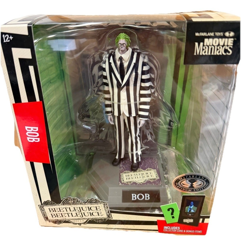 McFarlane Toys Movie Maniacs Beetlejuice BOB THE SHRINKER Platinum Edition Chase